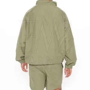 Conjuntos cortavientos lisos de peso pesado para ropa de calle de color personalizado para hombres Conjuntos de dos piezas con bolsillo - Product Image 2