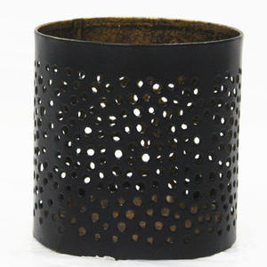 Classical <b>Blue</b> & Gold Metal Iron Votive <b>Candle</b> Holder with Elegant Cutout for Home Lighting Decor & <b>Candle</b> Jars Lanterns - Product Image 5