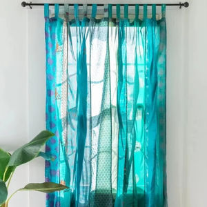 Boho Hippie Handmade Curtains Indian <b>Vintage</b> Silk Sari Fabric Patchwork High Quality Cotton Window <b>Door</b> Drapes Washable - Product Image 1