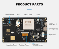 STONE 7,0 pulgadas 800xRGBx480 65K colores LCM CTP RS232/RS422/RS485/TTL Pantalla de módulo LCD inteligente