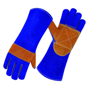 Gants en cuir de vachette fendu résistant à la chaleur Gants de sécurité renforcés à protection des mains à étincelles de soudure longues - Product Image 5
