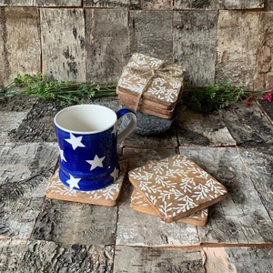 Hand Carved Wooden <b>Coasters</b> with White Leafy Design Rustic <b>Drink</b> <b>Coasters</b> <b>for</b> Home Decor Unique Gift Idea walnut <b>coasters</b> - Product Image 1