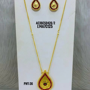 ชุดปาร์ตี้สวยๆสำหรับผู้หญิงชุดเครื่องประดับทองเหลืองชุบทองพร้อมต่างหูห่วงโซ่ดีไซน์แฟนซี - Product Image 1