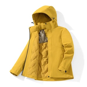 Veste d'hiver chaude à capuche personnalisée, veste de neige pour femme coupe-vent lourde, fabricant de vestes softshell à fermeture éclair en gros - Product Image 5