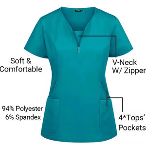 Conjunto de Jogger con cuello en V para mujer, uniformes médicos de enfermera con múltiples bolsillos y pantalón Cargo para hospitales - Product Image 1