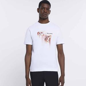 Camiseta blanca de algodón de secado rápido para hombre con estampado de logotipo personalizado, ropa de calle de patrón sólido, estampado gráfico para hombre y mujer - Product Image 2