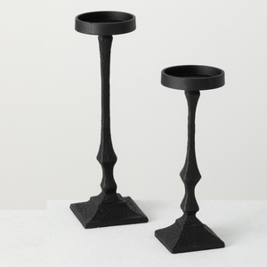Ensemble de deux bougeoirs finis noirs décor à la maison bougeoir de fête de mariage utilisation intérieure et extérieure - Product Image 3