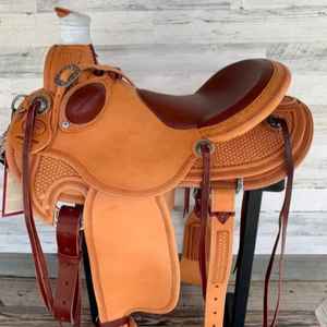 Selle de cheval en cuir Western Wade Tree A-Fork Roping Ranch Durable Confortable et construite pour la performance - Product Image 1
