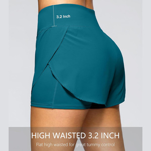 Short de gym 2 en 1 pour femmes avec logo personnalisé pour l'été tenue respirante de course avec production OEM et options d'impression de marque privée - Product Image 5
