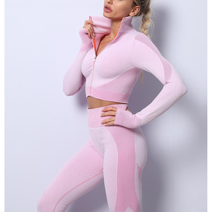 Vente en gros d'ensemble de yoga sans couture deux pièces pour femmes soutien-gorge et leggings de sport fournisseur de vêtements de sport fitness - Product Image 1