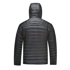 Veste bouffante coupe ajustée personnalisée OEM vestes de rue style lettre motif couleur noire fermeture éclair poches toile vierge pour hommes - Product Image 2