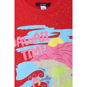 T-shirt graphique pour filles de marque rouge Logo personnalisé imprimé coton Style occidental décontracté pour adolescents tout-petits enfants pour le printemps automne - Product Image 2