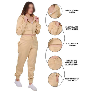 Conjunto de chándal con capucha de invierno elegante para mujer, ropa deportiva de algodón 100% de ajuste Regular para gimnasio y ropa informal diaria - Product Image 6