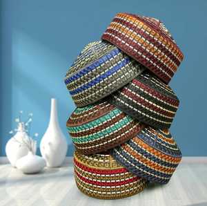 Toptan afgan ve <span class=keywords><strong>Sindhi</strong></span> işlemeli erkek Kufi şapka Premium geleneksel müslüman Namaz Topi Namaz için birden fazla varyasyon - Product Image 6
