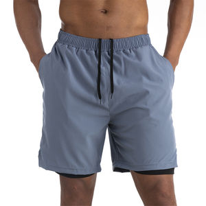 Venta al por mayor de pantalones cortos deportivos para hombres pantalones cortos de gimnasio para hombres ligeros 2 en 1 pantalones cortos de pista - Product Image 6
