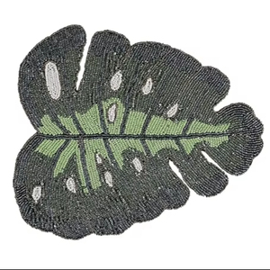 Handmade Glass <b>Beaded</b> Leaf Design <b>Placemat</b> for Dining Table Center or Kitchen Christmas & New Year Gift - Product Image 1