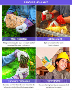 Invierno canadiense Beige vaca Split cuero aparejo uso General resistente construcción conductor seguridad trabajo guantes de trabajo proveedores - Product Image 3