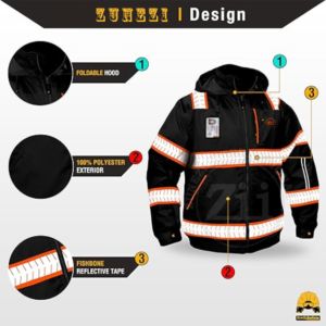 Chaqueta de Seguridad de Alta Visibilidad ANSI Clase 1, de Forro Polar de Algodón, con Luces LED Reflectantes, Múltiples Bolsillos, Ventana para Identificación, Personalizable, Profesional - Product Image 2