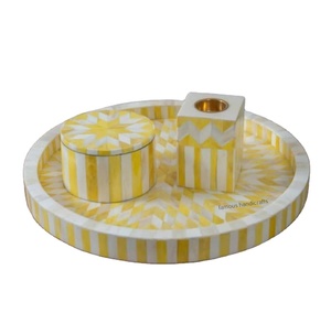 Bandeja para servir con incrustaciones de hueso de madera Natural, ecológica, personalizada, de alta calidad, hecha a mano, para restaurantes, hoteles, de la India - Product Image 4