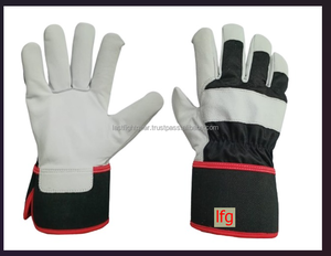 Guantes de Trabajo de Cuero Vacuno, Guantes de Doble Palma con Refuerzo de Algodón en la Parte Posterior y Diseño de Rayas - Product Image 2