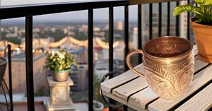 Tazas de mula de metal de cobre de Moscú hechas a mano 100% CAPACIDAD DE 18 oz en relieve sólido puro para fiestas - Product Image 5