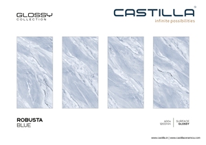 Diseño italiano 600X1200MM Robusta azulejos de porcelana esmaltada azul acabado brillante moderno sólido antideslizante para paredes interiores europeas - Product Image 2