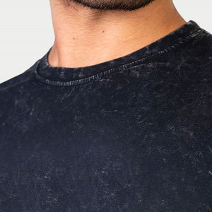 Camiseta de hombre más vendida Color sólido Diseño de lavado ácido liso Nueva versión de alta calidad - Product Image 4