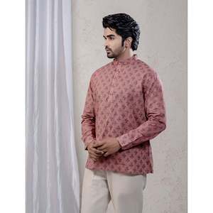 Kurta décontracté imprimé 100% coton pour hommes, chemise décontractée à motif floral pour hommes avec manches longues, tissu popeline respirant - Product Image 4