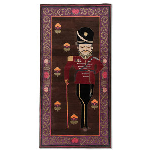 พรมขนสัตว์และไหมถักมือสีเบจและสีน้ำตาล รุ่น Majnun รูปทรงสี่เหลี่ยมผืนผ้า ทำจากฝ้ายออร์แกนิก สำหรับห้องนั่งเล่น ดีไซน์ลายปอกระเจาแบบแปลกใหม่-Sns-7040 - Product Image 1