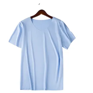 เสื้อยืดระบายอากาศสำหรับผู้ชายเสื้อยืดผ้าฝ้ายทรงโอเวอร์ไซส์สำหรับฤดูร้อนเสื้อยืดทรงพอดีตัวสีพื้น - Product Image 4