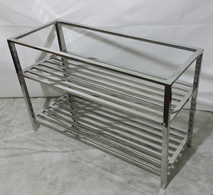 Tables console multicouches en acier inoxydable utilisées Vanités et comme décoration intérieure et produit utilitaire disponibles en plusieurs finitions et tailles - Product Image 3