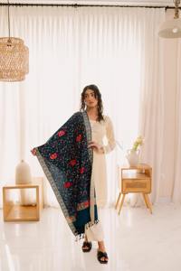 Blue Kashmiri <b>Shawl</b> Wool <b>Wrap</b> with Elegant Sozni Work Winter Accessory for Stylish <b>Women</b> Attire - Product Image 3