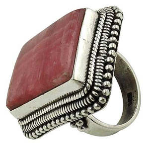 Bague de luxe en argent 925 avec rhodonite pour femme, accessoire de bijouterie en pierres précieuses - Product Image 2