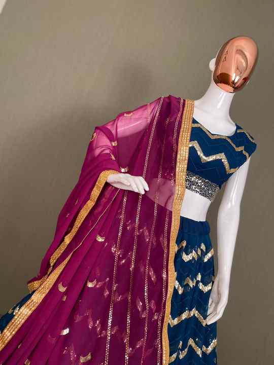 Most Trending Traditional Festive Party Wear Hot Selling Georgette Sequence & Mirror Lehenga Choli Supplier From Online Shopping