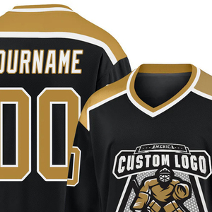 BEST Customized Logo Ice Hockey Jerseys 100% Polyester Long Sleeves V-Neck Quick Dry Ice Hockey Jerseys For Men's Breathable - Product Image 5