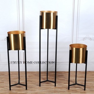 Industrial design modern metal planter with black matte finished and <b>tall</b> minimal <b>stand</b> for luxury apartment or villa decoration - Product Image 6