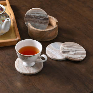 Ensemble de dessous-de-verre en marbre de pierre naturelle élégant, dessous-de-verre décoratifs pour boissons pour la maison, l'hôtel, le restaurant, vente en gros - Product Image 2