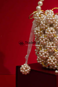 Beautiful pearl <b>clutch</b> for <b>bridesmaids</b> weddings and fashion events handmade purse for women by Tradebyd - Product Image 5
