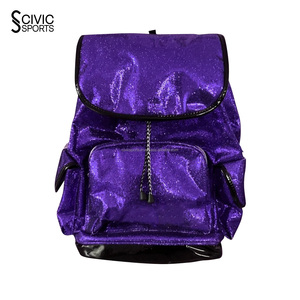 Sac décontracté avec logo d'équipe personnalisable, sac à dos bleu pailleté pour cheerleaders avec compartiment à chaussures pailleté - Product Image 4