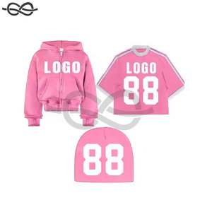 Sweat à capuche Hip Hop pour hommes, ensemble de t-shirts surdimensionnés Boxy Beanie All Over Rhinestone Washed Print Heavyweight Fleece Winter - Product Image 4