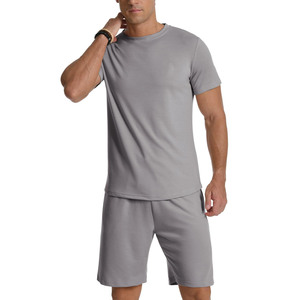 Men's Casual Two Piece Set Short Sleeve Solid Color Quick Dry Jogger Sports Shorts Winter Sports Tracksuits Custom Print Logo - Product Image 3