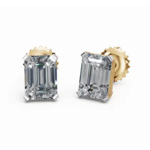 Pendientes de Diamantes Solitarios Esmeralda Evangelines, Oro de 9 KT, 14 KT, 18 KT, Joyería Cultivada en Laboratorio, Proveedor Mayorista OEM B2B para Exportación - Product Image 4
