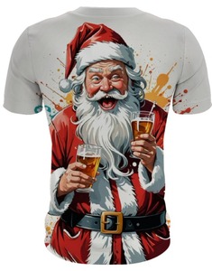 T-shirt à manches courtes pour homme, col rond, coupe ample, en tissu tricoté 100% polyester, design de Noël personnalisé par sublimation, écologique - Product Image 6