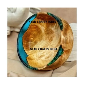 2023 bol en bois de frêne décoratif de meilleure qualité avec vaisselle de cuisine d'hôtel en résine bleue maison et cuisine - Product Image 1