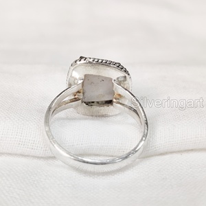 Joyería de piedra en bruto Anillo de mujer Piedra preciosa de cuarzo rosa cruda natural Piedra DE NACIMIENTO DE ABRIL Anillo bohemio Anillo de plata esterlina 925 de boda - Product Image 5