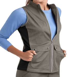 Gilets de travail pour femmes de haute qualité, uniformes d'hôpital personnalisés OEM, fermeture éclair, faible MOQ, tissu en tricot extensible respirant, aiguille - Product Image 2