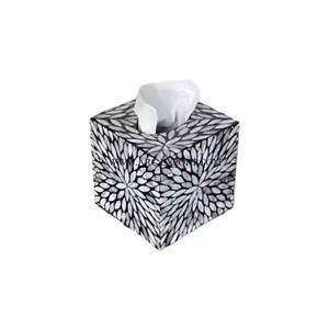 Support de papier de soie de forme carrée en marbre blanc avec poignée en aluminium support de stockage de tissu de décoration de Table de la plus haute qualité - Product Image 6