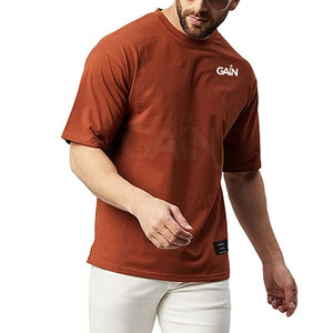 Prix raisonnable T-shirt homme couleur unie Design votre propre logo T-shirt confortable à épaules tombantes pour hommes - Product Image 5