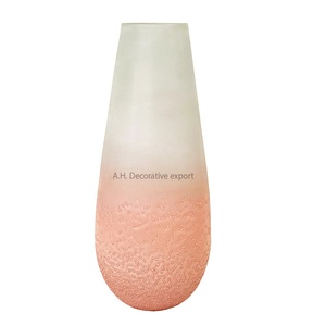 Florero de cristal creativo moderno de dos colores con textura en relieve degradado de Color verde para el hogar y la Oficina florero de cristal de mesa - Product Image 2