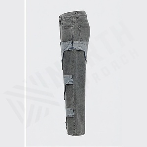 Jeans pour hommes en gros avec logo personnalisé, denim slim fit, pantalons empilés, pantalons skinny, couleur personnalisée en gros, design personnalisé - Product Image 3